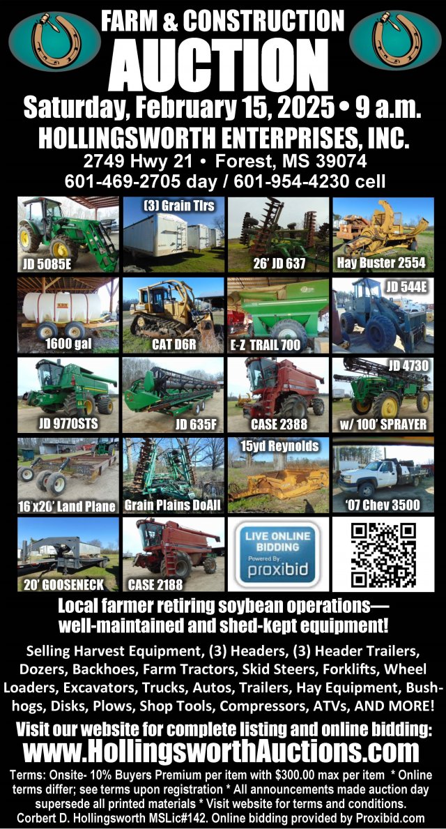 Auction Calender Hollingsworth Enterprises, Inc.